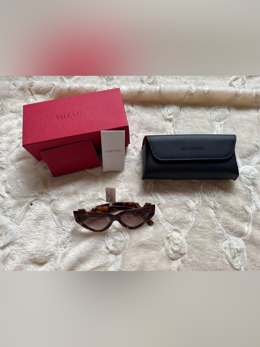 Valentino Tortoiseshell Cat Eye Sunglasses with Gold Accent - Picture 2 of 9
